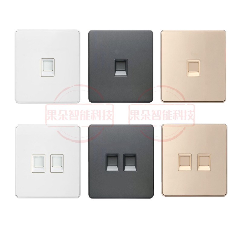 Nader/良信开关插座 千兆六类电脑网络弱电面板 雅白香槟金星空灰