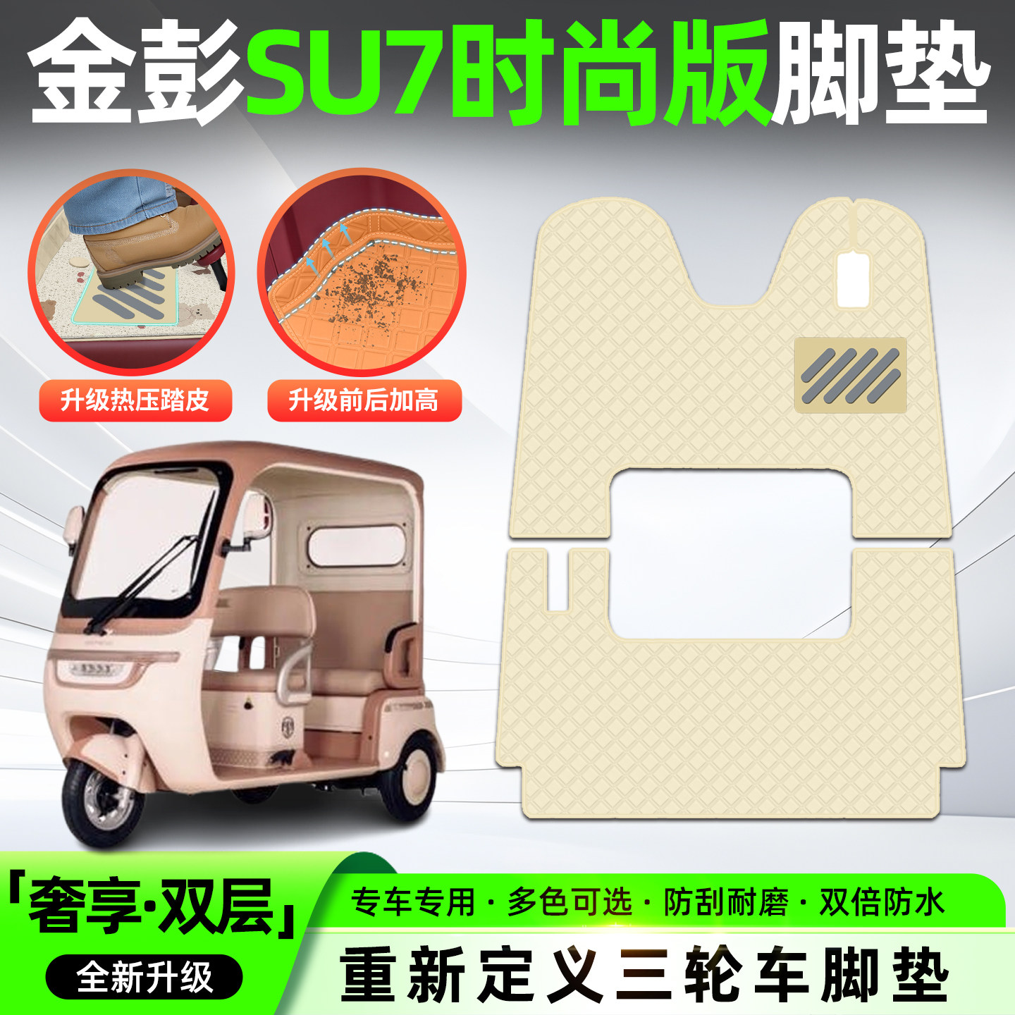 适用金彭SU7时尚版电动三轮车专用脚垫脚踏垫脚踩垫子装饰小配件