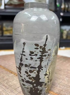 国画草花天然g奇石花瓶笔筒四方柱实木底座摆件办公室玄关镇宅石