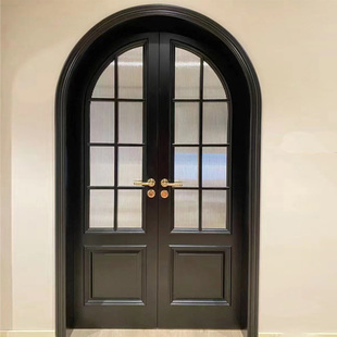 法式实木复合烤漆环保拱形对门弧形门卧室房间门入户门铺面大门