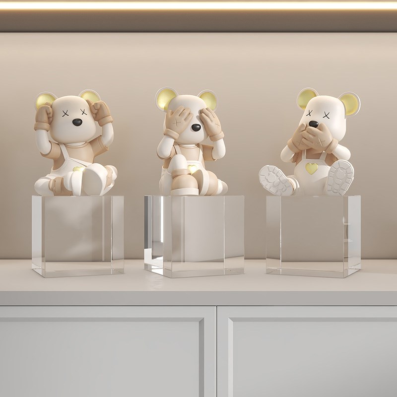 听看说暴力熊客厅酒柜小号装饰品办公室桌面工艺品家居