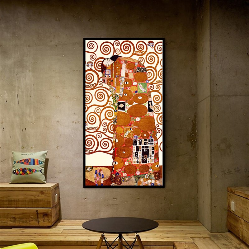 克里姆特生命之树欧式油画酒吧餐厅客厅卧室走廊玄关竖幅装饰画图片