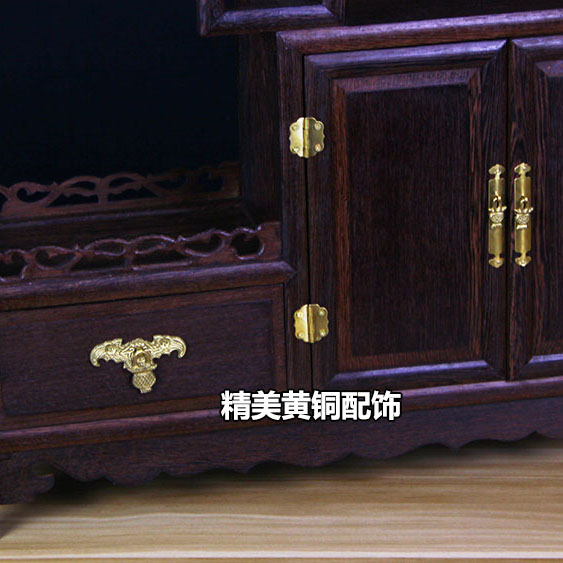 红木明清家具鸡翅木中式多宝阁古玩架博古架橱茶壶架置物花盆景架