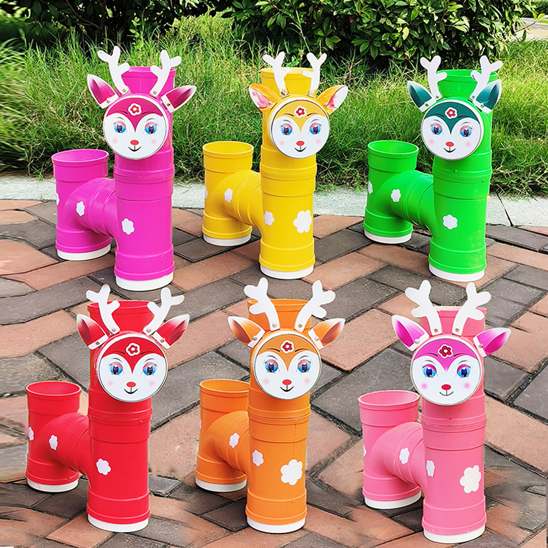 水管创意卡通动物梅花鹿造型装饰花架DIY花盆幼儿园植物角