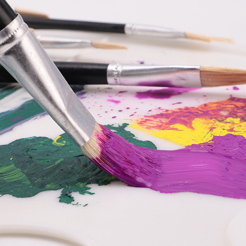 成珍1猪鬃油画笔黑杆水粉水彩笔学生美术丙烯绘画涂鸦颜料排笔