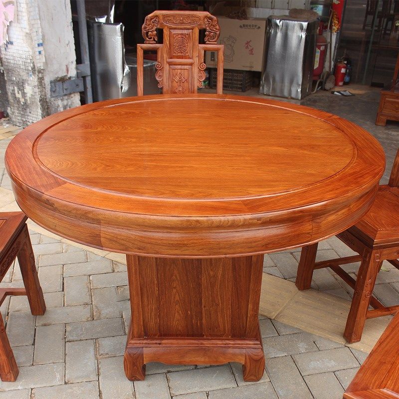 红木餐桌椅刺猬紫檀梨木新圆形饭桌客厅全实木圆桌家用,住宅家具,红木餐桌,淘宝优惠券,粉丝福利购,淘宝优惠卷