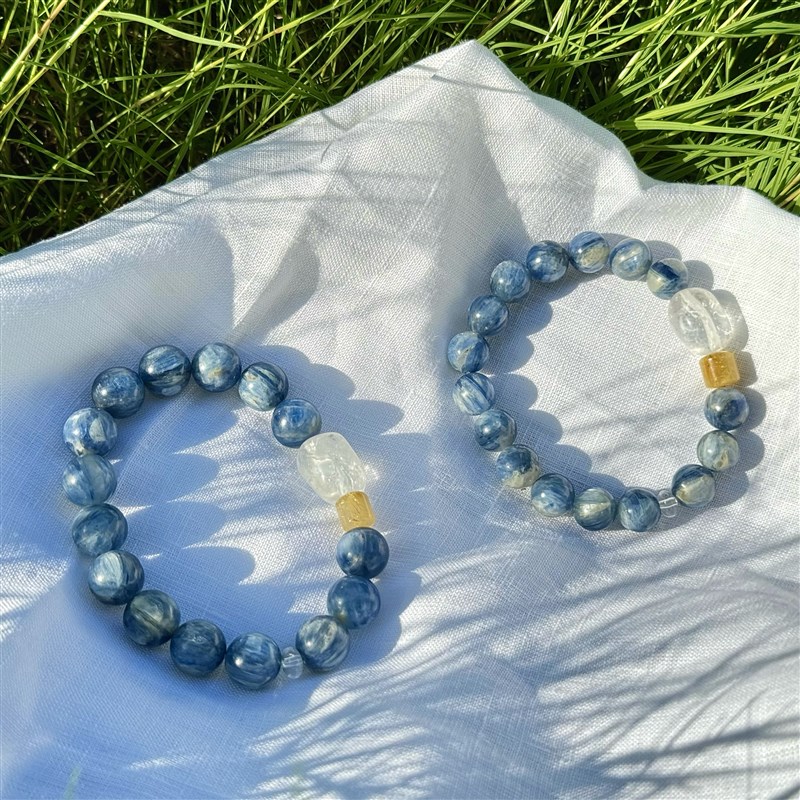 【金箍棒】超级行动力 蓝晶石天然D水晶 伴生云母矿 男女手串手链