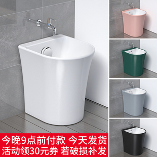 化妆室洗地拖布池旋转下水 阳台陶瓷拖把桶家用陶瓷拖把v池落地式