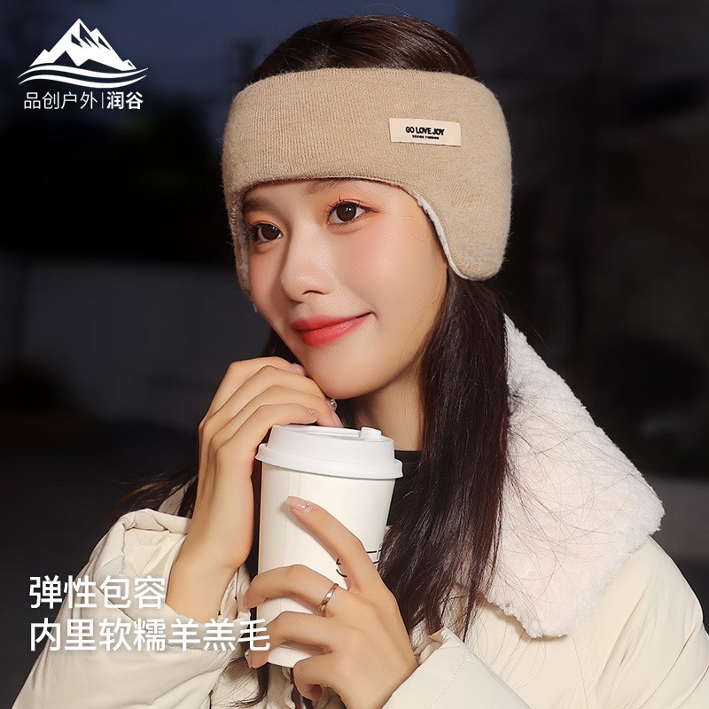 新款秋冬季羊羔毛耳罩男女款户外防风加I绒保暖护耳发带头戴式耳
