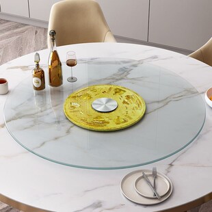 餐桌转盘钢化玻璃饭桌旋转圆盘酒店圆桌面底座带玻璃转盘