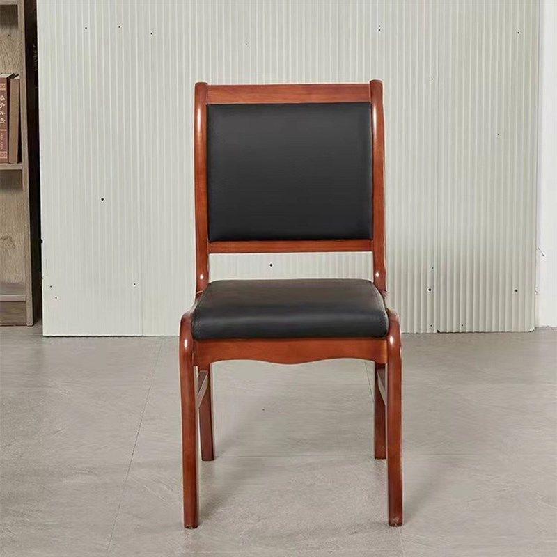 中式办公椅实木会议椅现代职员无扶手四脚靠背棋牌室麻将椅子