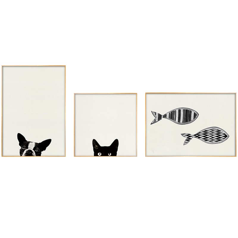 择一现代简约客厅装饰画黑白画沙发背景墙挂画动物挂画餐厅三联画图片