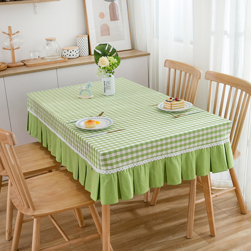 格子桌全包幼儿园订做清新棉麻布艺桌布桌罩全盖台布长方形家用
