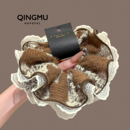 韩国高端蕾丝花边褶皱大肠发圈大号丸子头花头绳百搭马尾发绳发饰