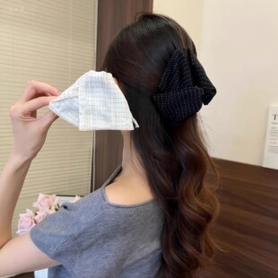 赫本风波点抓夹女新款高级感后脑勺盘发夹子高端鲨鱼夹发量大头饰