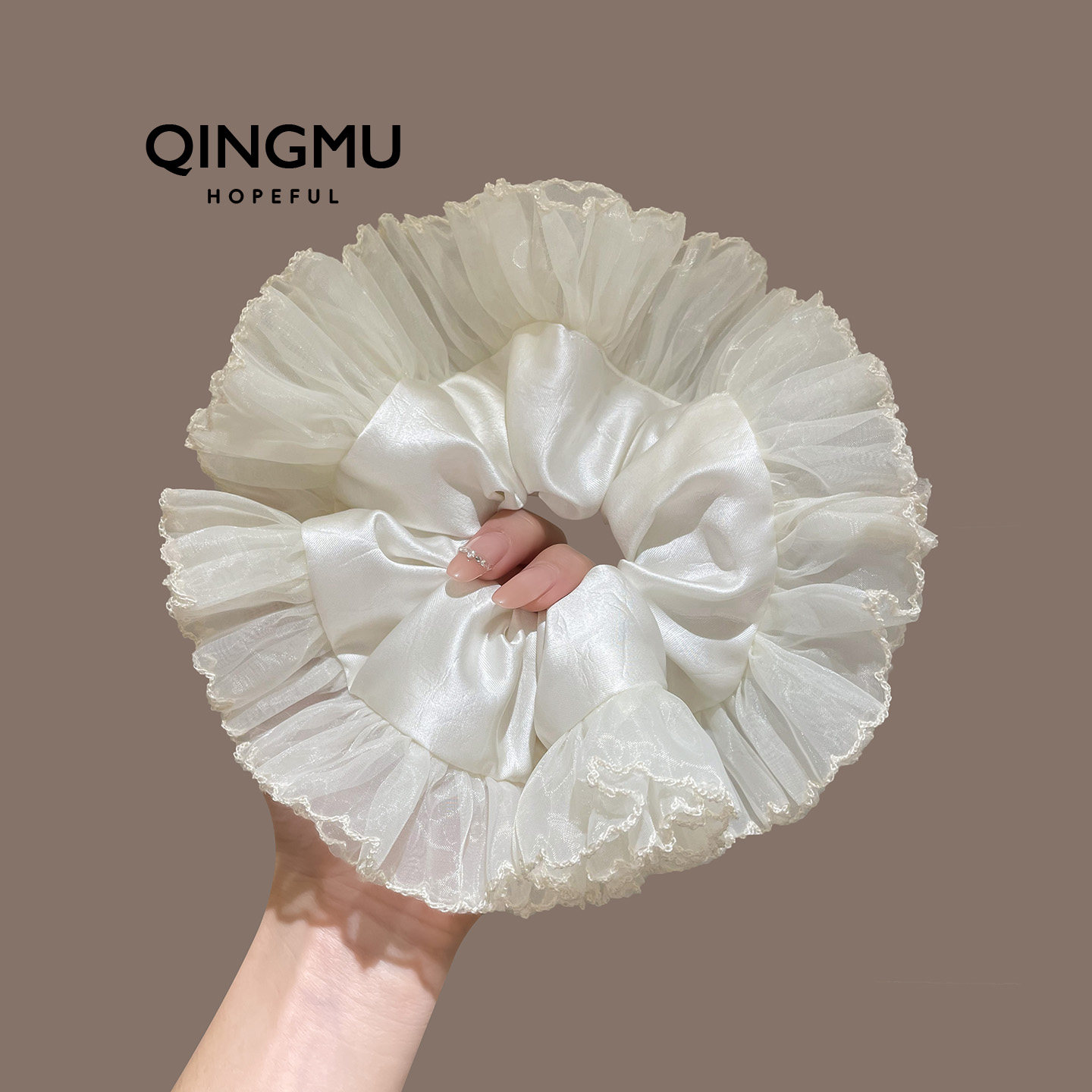 法式白色缎面网纱大肠发圈超大号裙摆发绳扎头发头绳皮筋丸子头花,饰品/流行首饰/时尚饰品新,发饰,淘宝优惠券,粉丝福利购,淘宝优惠卷
