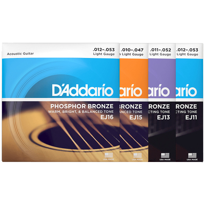 达达里奥吉他弦 一套6根通用民谣琴弦木套弦防锈磷铜 EZ910 EJ16