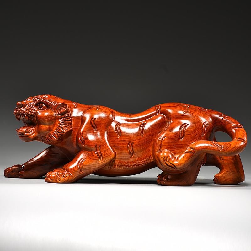 花梨木雕老虎摆件实木质雕刻工艺品家居装饰生肖动物送礼摆设礼品
