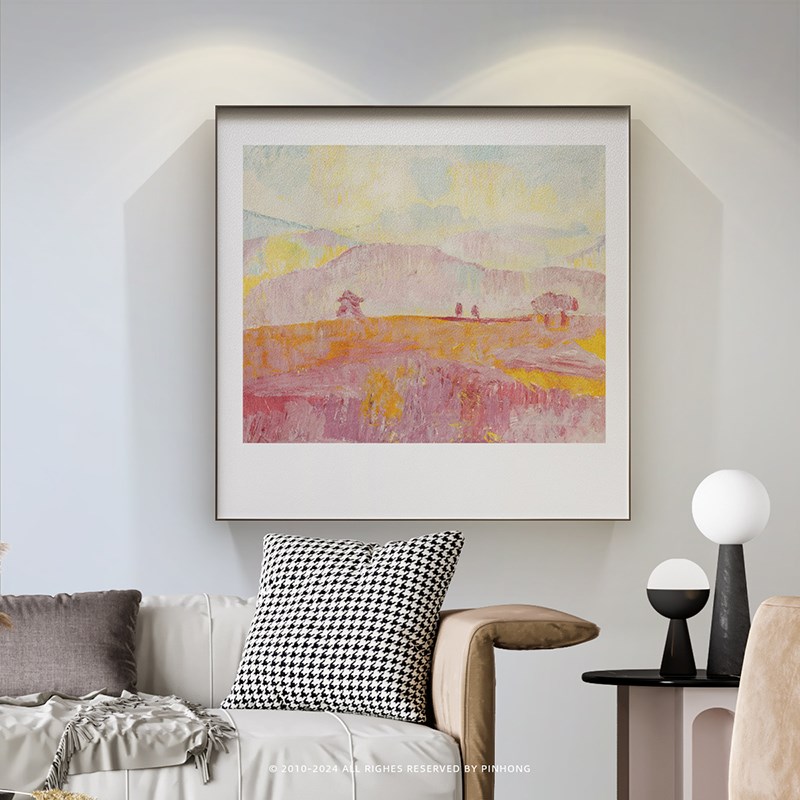 PINHONG 客厅沙发挂画侘寂风卧室床头挂画现代书房风景治愈壁画