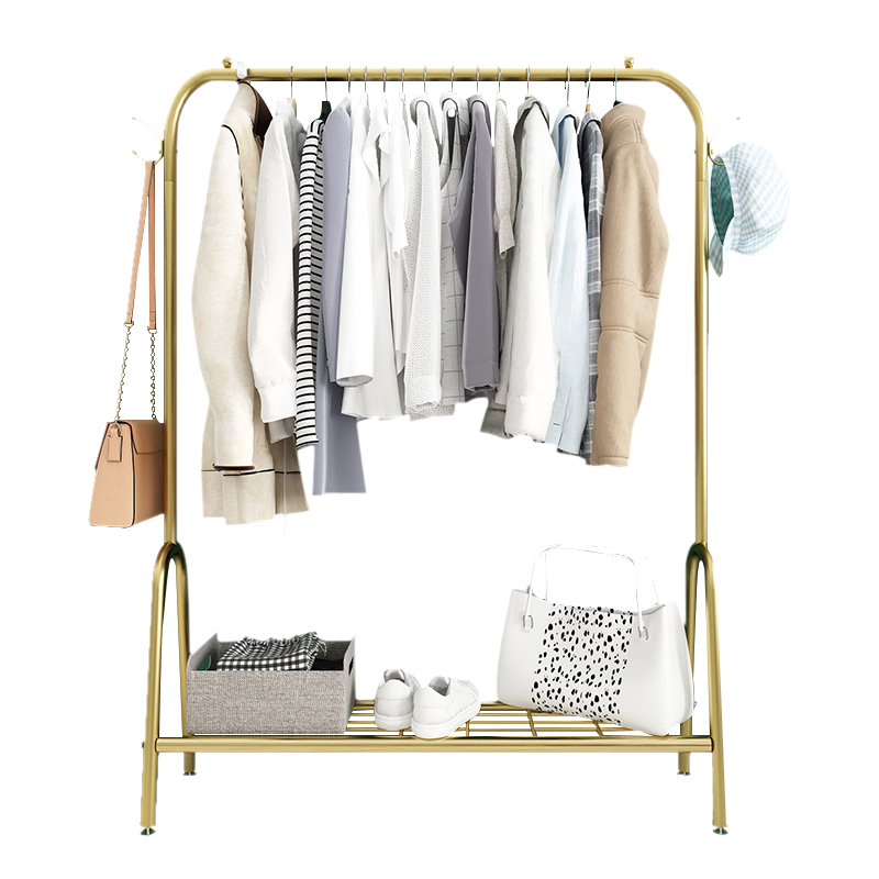 不锈钢落地晾衣架卧室衣帽架折叠晾衣杆室内阳台晒衣架挂衣架