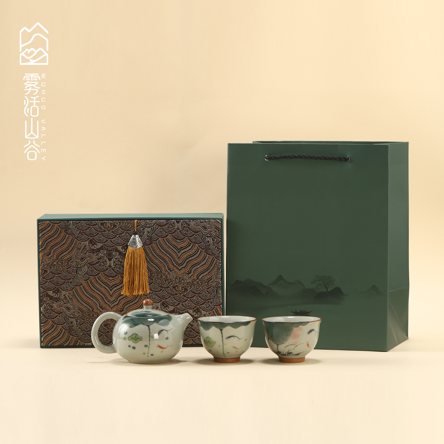 哥窑陶瓷茶壶茶具套装送人礼盒装