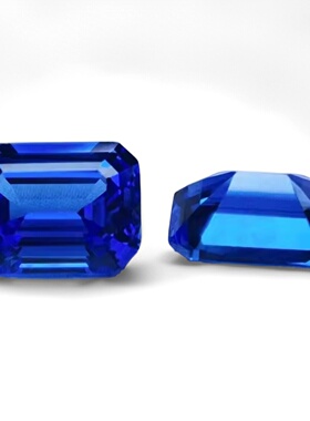 提拉法实验室培育蓝宝石钴蓝色祖母绿切裸石 吊坠镶嵌主石AGL证书