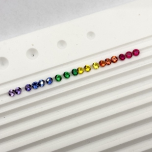 圆形4.0mm18粒彩虹渐变配石 培育蓝宝首饰裸石 排戒镶嵌可蜡镶