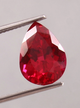 培育鸽血红宝石 水滴梨形裸石 首饰戒指耳钉吊坠镶嵌加工定制裸石