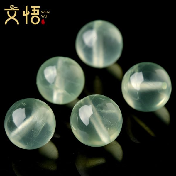 天然冰种葡萄石散珠子diuy绿色水晶手链饰品单颗隔珠配件串珠圆珠