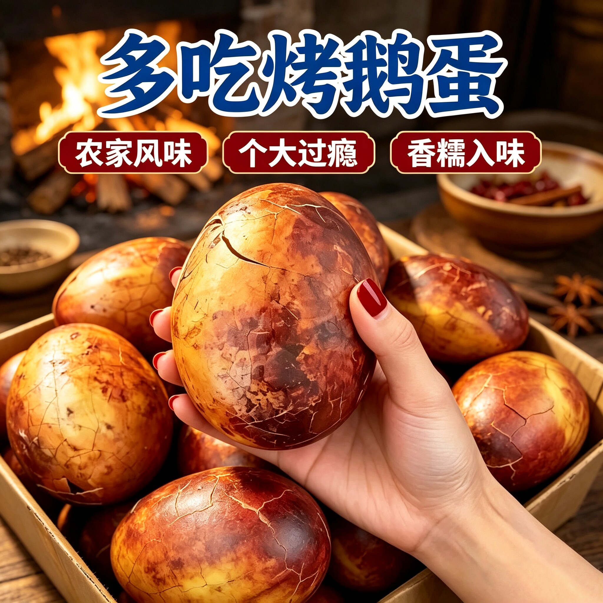 农家现烤鹅蛋香浓美味五香低盐流油起沙气血双补烤咸鹅蛋真空即食