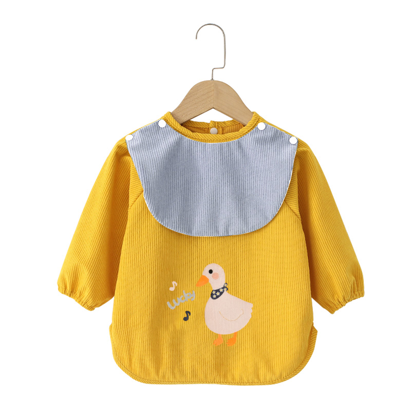 宝宝罩衣冬季灯芯绒婴儿吃饭防水护衣儿童倒褂外穿男女童防脏洋气