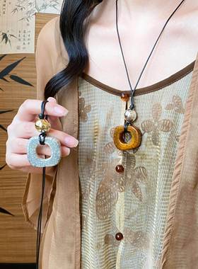 几何吊坠项炼女轻奢气质高级感长款秋冬毛衣炼2025新款小众配饰品