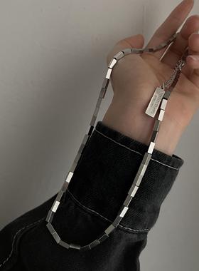 极简小众钛钢项炼男女潮牌方形ins嘻哈不褪色配饰街头辣妹锁骨炼