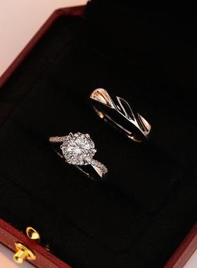 仿真婚戒对戒扭臂钻戒男女结婚戒指一对情侣婚戒可调仪式替代道具