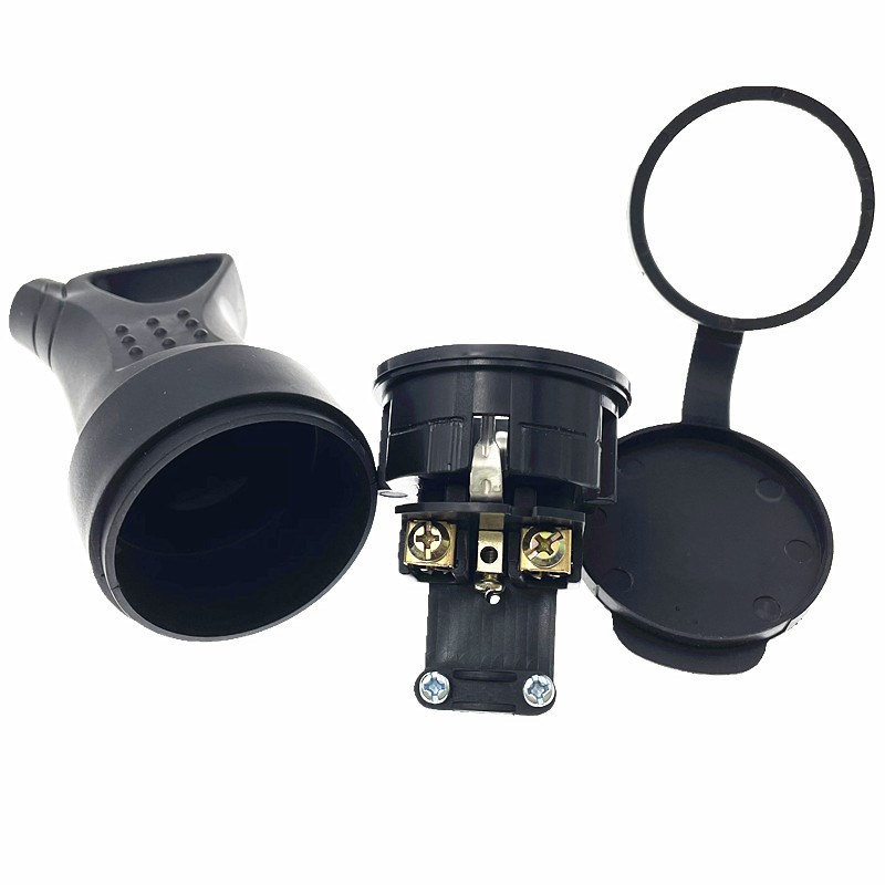 16A工业橡胶大功率欧标德式两圆脚俄罗斯韩国防水摔插头插座IP54