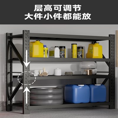货架置物架多层仓库仓储落地重型商用货物架黑色杂物间铁架子长15