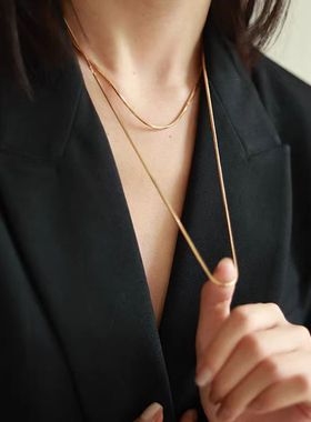 青岛出口极简风蛇骨链项链多种戴法长项链个性风潮小众毛衣链