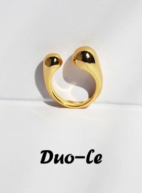 青岛出口黄铜电镀18K金开口可调节戒指高品质欧美冷淡风叠戴戒指