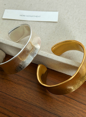 青岛出口新款光面凹槽开口宽面手镯欧美夸张时尚流行气质手镯