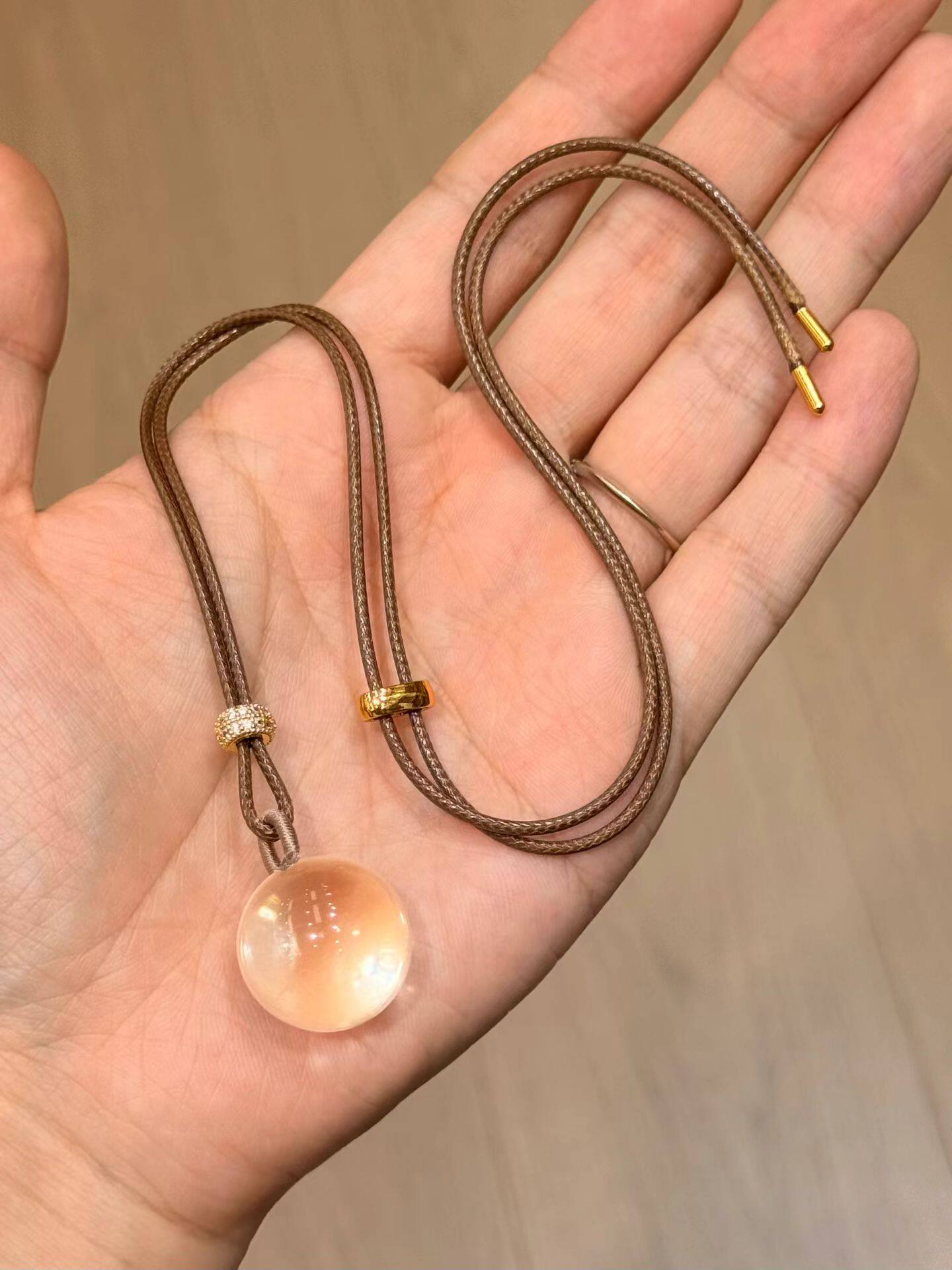 天然白水晶圆珠吊坠项链全净体收藏级巴西白水晶项链饰品