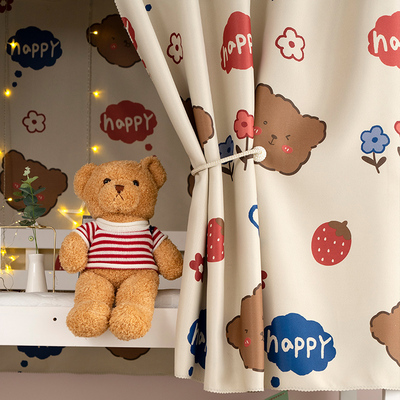 学生床帘宿舍少女上铺加厚遮光布寝室下铺卡通蚊帐一体式简约日系