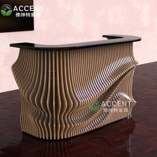 定制实木切片前台商场酒店售楼部写字楼民宿影院机场咨询台接待台