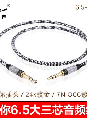 杨阳YYAUDIO 大三芯6.5MM音频线 音响功放6.35双声道平衡线对录线