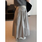 FENG甜甜_高腰抽绳半身裙女春夏季 设计感实穿型百搭a字伞裙中长款