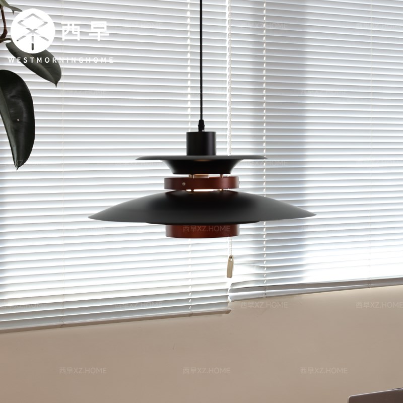 法式复古黑色PH5餐厅吊灯中古美式胡桃木色卧室书房吧台高级感灯