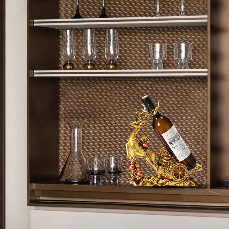 一鹿发财红酒架酒柜摆件创意高档客厅家居玄关电视柜办公室装饰品