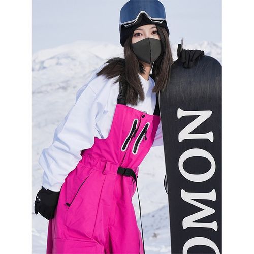 Johnsnow单板滑雪裤连体背带裤嘻哈黑色宽松防水防寒保暖冬季新款