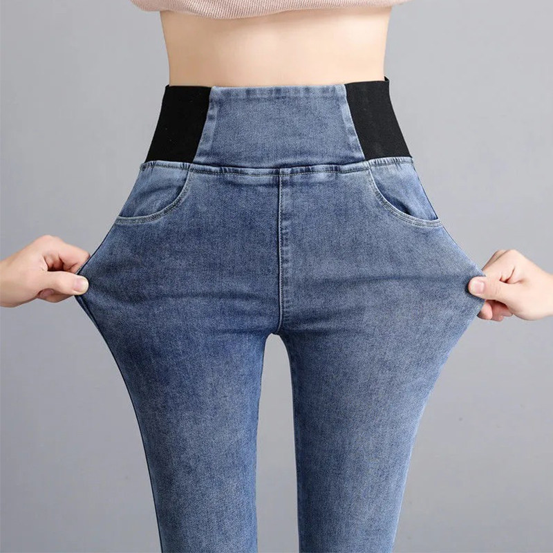 修身显瘦高腰牛仔裤女2026年夏季新款休闲小个子九分弹力烟管裤子