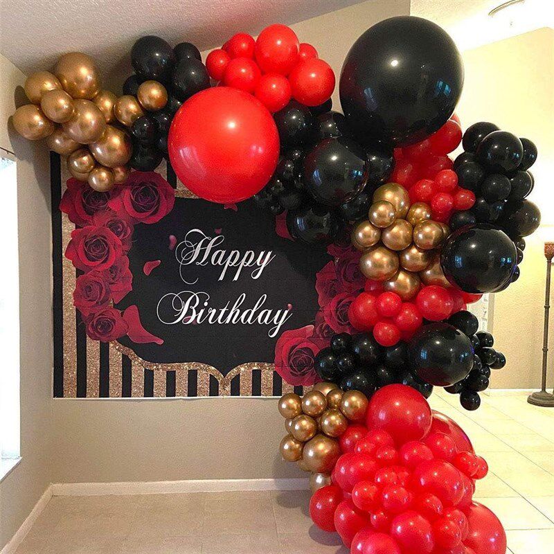 黑红色派对气球套装拱门节日装饰商场庆典生日聚会气球布置