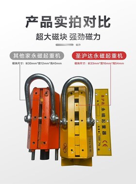 圣沪达永磁起重器强磁力吊400/600KG吸盘1/2T3/5吨磁铁圆钢板吊具